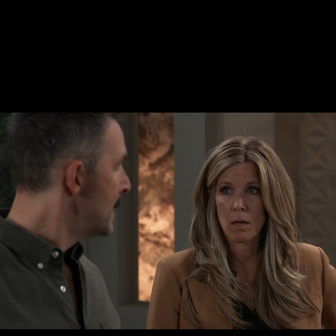 Carlyandava1's tweet photo. Can you give us a moment? Valentin 
Yeah take all the time you need -Carly 
#gh. #laurawright #jamespatrickstuart #caradine https://t.co/zFnbDlBNox