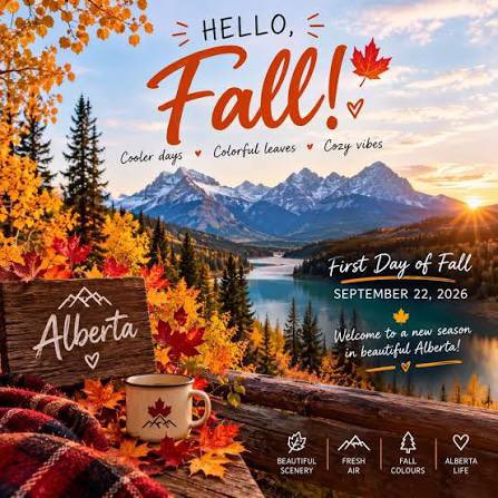 RodFrank12's tweet photo. 🍂 Happy First Day of Fall, from #StrathconaCounty #SherwoodPark 🍂
Today marks the Autumnal Equinox, the official start of fall in our region. At about 6:05 p.m. MDT, the sun crosses the equator, giving us nearly equal hours of daylight and darkness. https://t.co/286MSdlP2Z