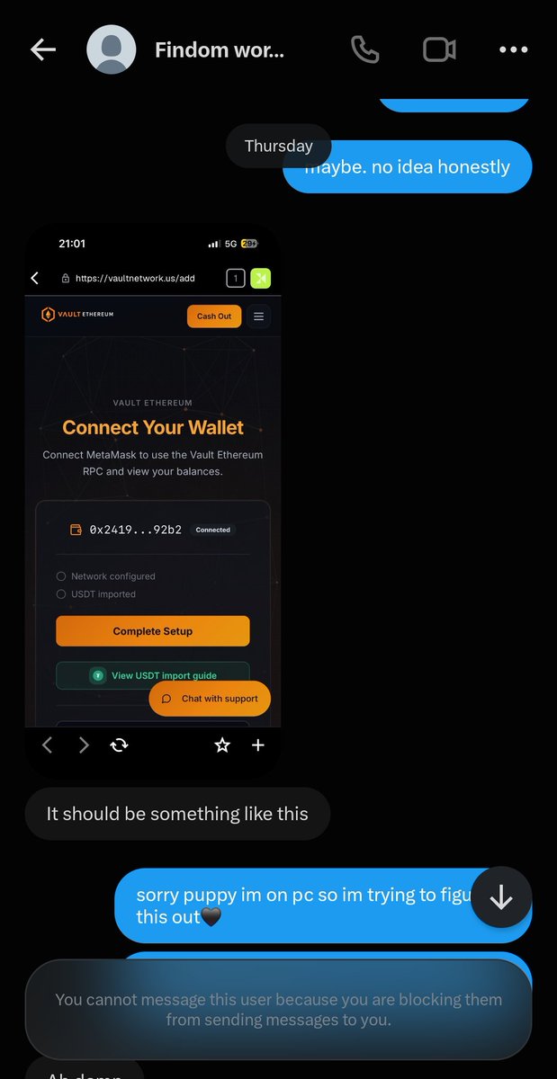 muttmaid99's tweet photo. watch out for @Addicted2send he will entice you with crypto pay out "because his wife will see throne" and then have you connect to an alternate RCP which creates a false version of the TETHER token which will appear in your account. be aware ladies and cash masters ! https://t.co/3aUYQMZIED