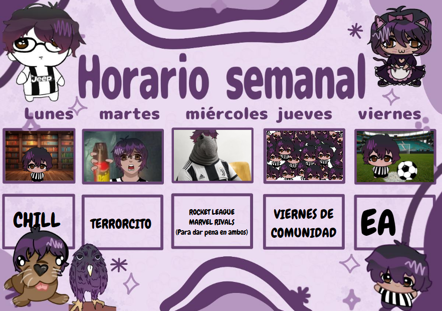 Daat_david's tweet photo. ─────❀◦❀◦❀──────────❀◦❀◦❀─────

Para parecer un streamer un poco más serio. Ahora manejare un horario semanal. Para que sepamos cada día de la semana que haremos :3

(Falta sábado y domingo, pero no le especifique bien a mi artista) https://t.co/RqyL1XvEmM