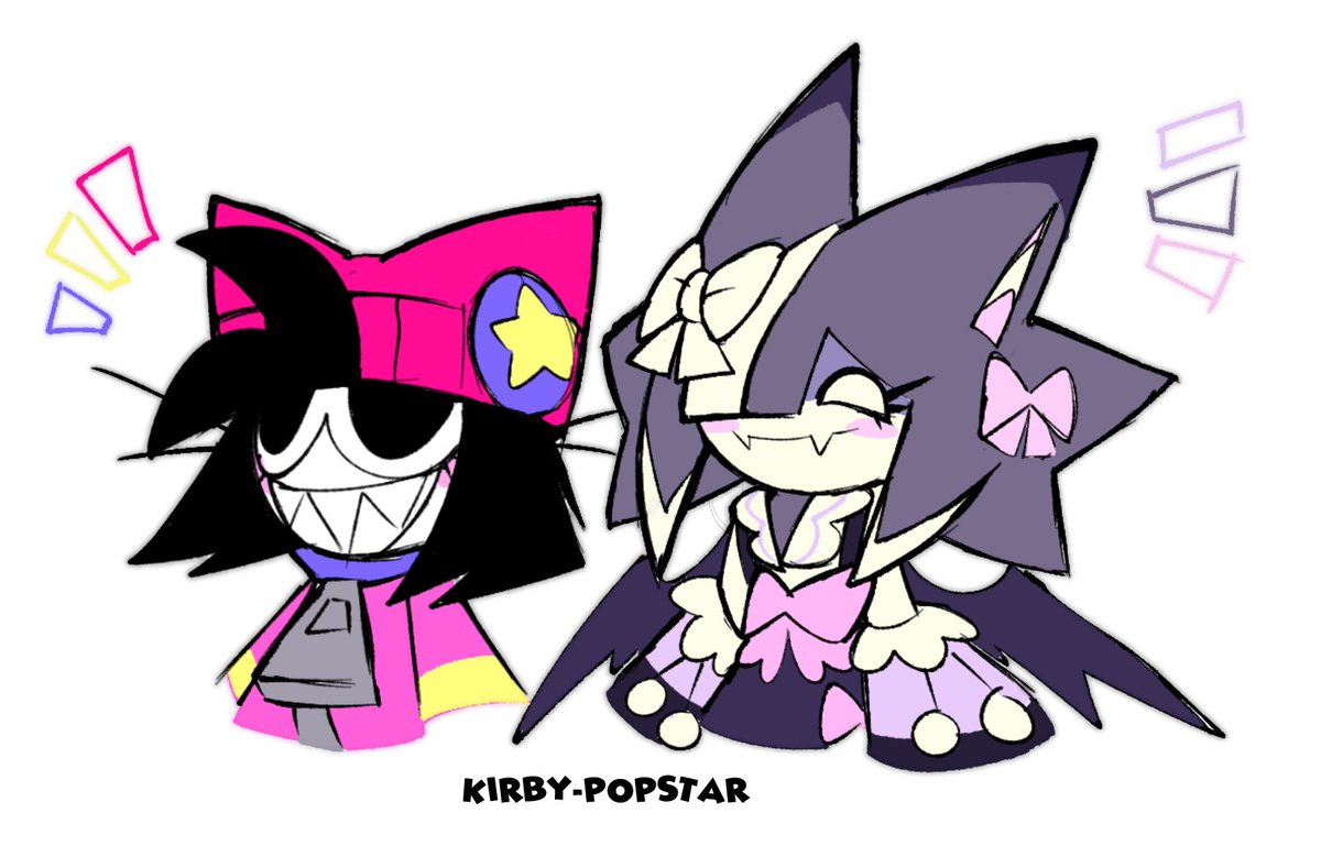 Kirby_Popstar_'s tweet photo. The funky cat and the pastel bat lol (Oc) https://t.co/00Sz4FJEs0