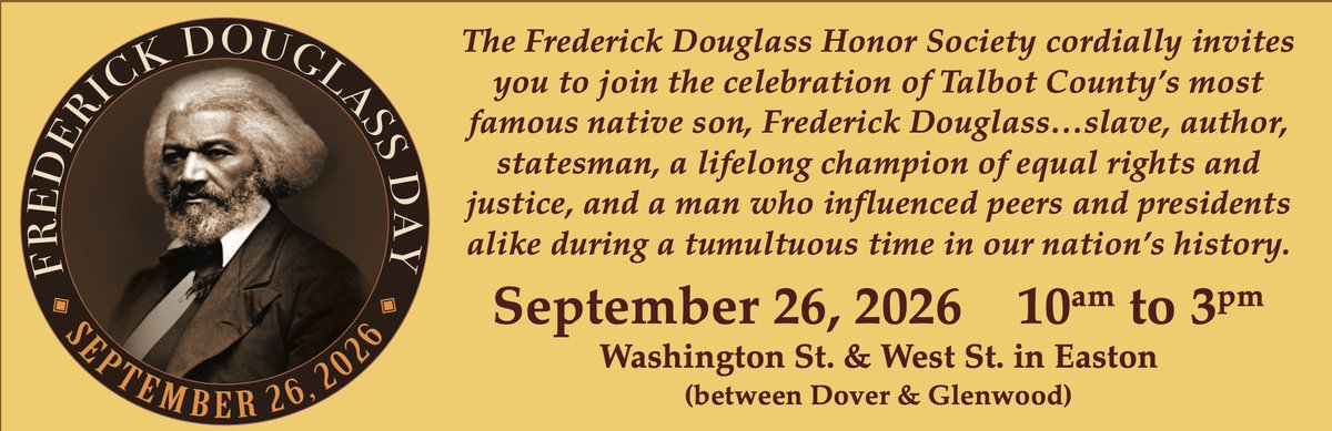 damonroot's tweet photo. Come on out to Easton, Maryland, this Saturday for the annual Frederick Douglass Day celebration. There’ll be a parade, children’s village, live music, local vendors, and yours truly speaking and signing books at the library. Hope to see some of you there! https://t.co/bsZUxJIs1j https://t.co/hla2oRLS7q
