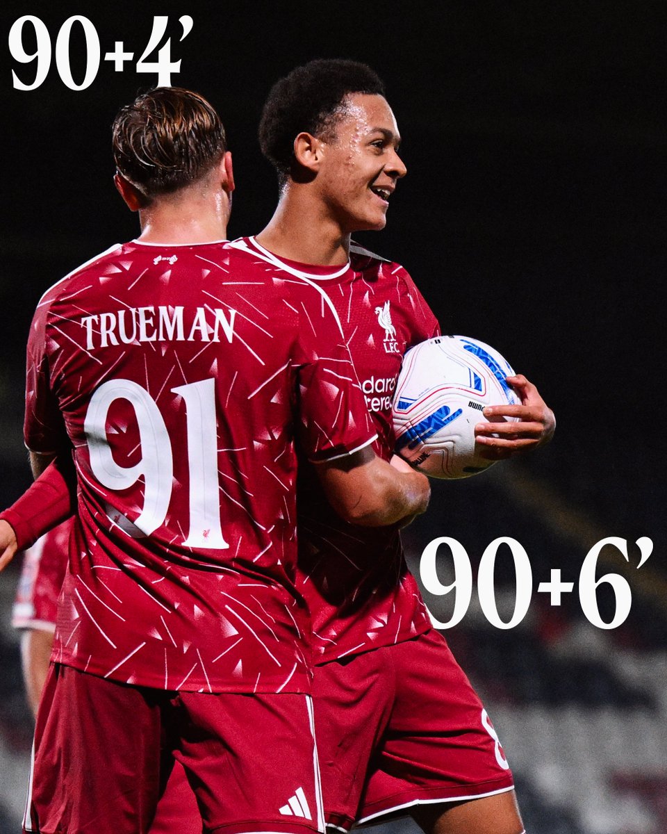 A graphic to highlight liverpool's goals late on against Rochdale in the Jersey Mike's trophy