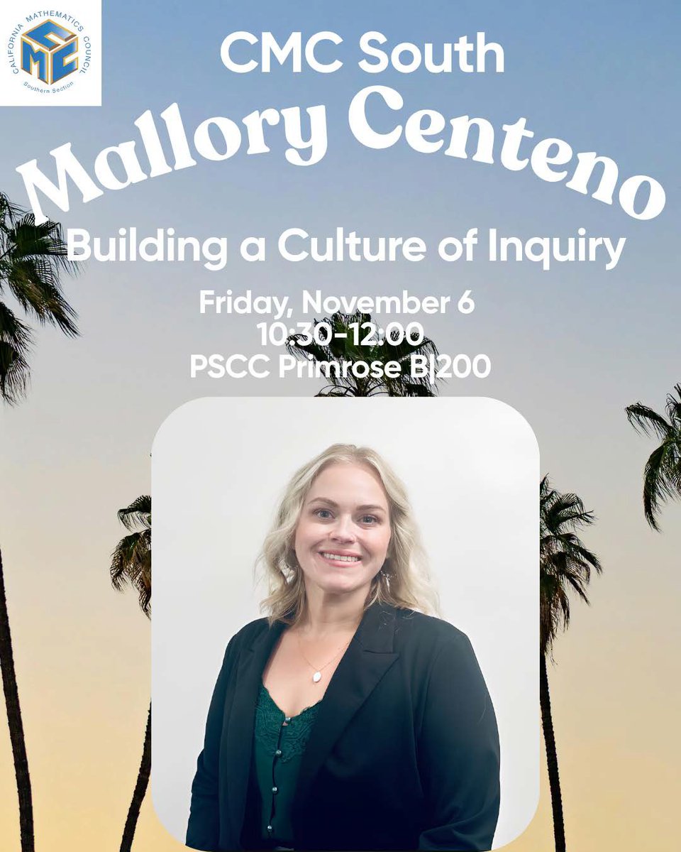 CAMathCouncil's tweet photo. Prof Learning among and with math educators. Join us this Nov 5-7, 2026 in Palm Springs. Come with a team or solo. Sessions for all: content, multilingual, special education, UDL, parent engagement, high quality math and so much more: https://t.co/onZEEJ9aFN
Featured Friday💙 https://t.co/pasEhd4nV6