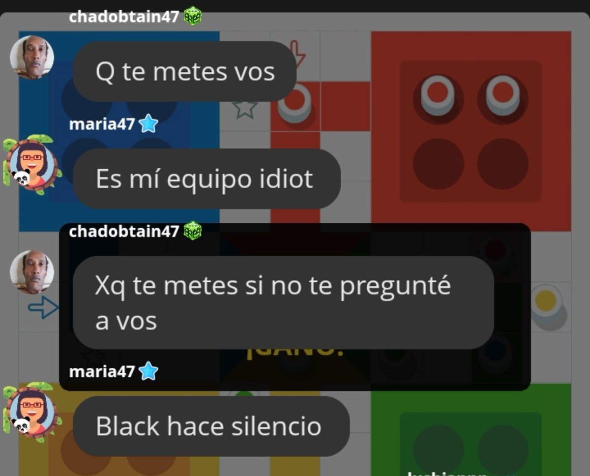 newlusbian's tweet photo. q divertido es jugar en plato con desconocidos me metí a uno de ludo 2vs2 y estaban así https://t.co/erfOtJaQfV