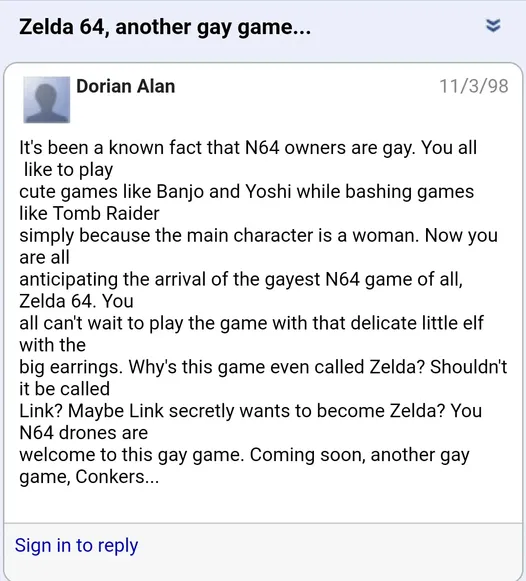 NintyPrime's tweet photo. This is what it was like being a Nintendo fan in the 90's during the early internet days. Feels appropriate as OoT comes back out again this holiday. Notice anything compared to today? https://t.co/XyHPdVE8XN