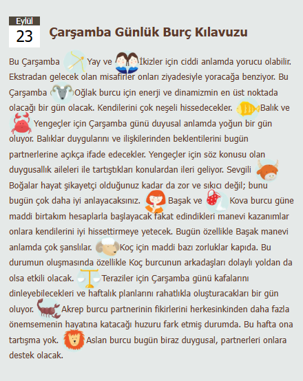 tellwefal's tweet photo. 23 Eylül #GunlukBurc falınız.
Gün sonunda Bugün #Oglakburcu için enerji ve dinamizmin en üst noktada olacağı bir gün olacak...
#astroloji #kahvefali #tarot #telve #fal #falci #askfali
#tellwe Gerçek falcılardan fal yorumları. https://t.co/wYs0Jg7JKA