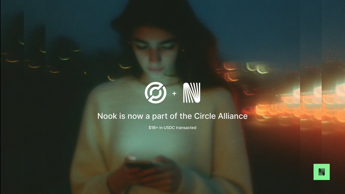 Joey_Isaacson's tweet photo. Nook has been added to the @circle alliance as a partner.

When Nook was just a prototype on my laptop, it was built on @USDC - since then, we have eclipsed $1B in transactions. All in USDC.

So we were excited when Circle added us as one of the 100+ companies innovating with USDC.

TY to David Shamash and the Circle team. 🤝