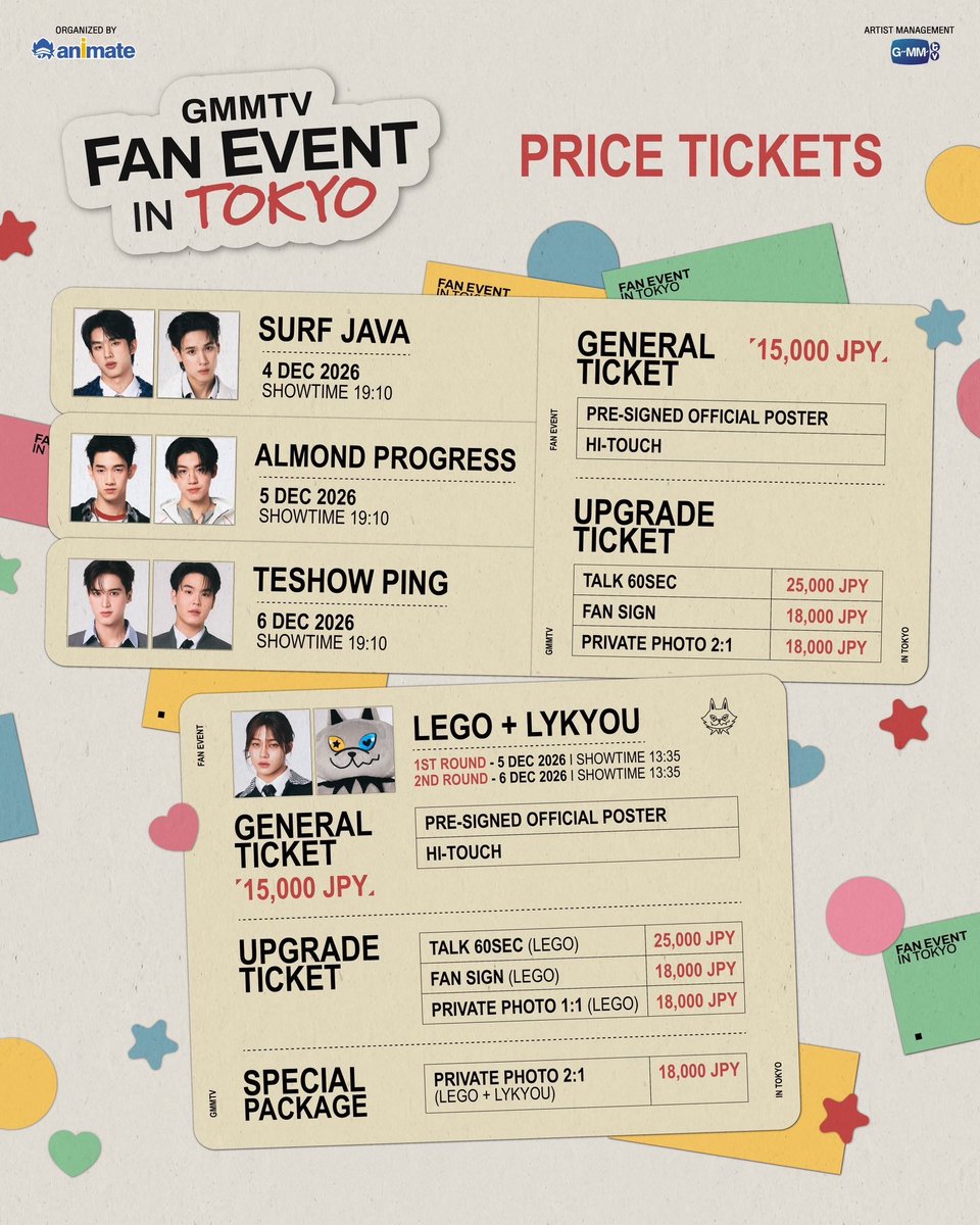 dealeras's tweet photo. 🇯🇵 𝗧𝗼𝗸𝘆𝗼, 𝗮𝗿𝗲 𝘆𝗼𝘂 𝗿𝗲𝗮𝗱𝘆?

Meet your favorite artists live at the 𝗚𝗠𝗠𝗧𝗩 𝗙𝗔𝗡 𝗘𝗩𝗘𝗡𝗧 𝗜𝗡 𝗧𝗢𝗞𝗬𝗢!
📅 Dates: December 4–6, 2026
📍 Venue: Animate Theater (B2F)

Stay tuned for ticket details and see you there! https://t.co/rkFi1DIM7l