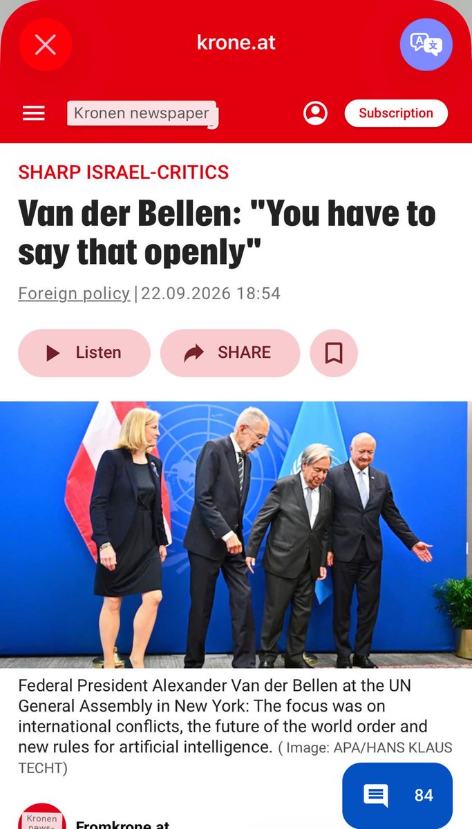 gidonsaar's tweet photo. Austria’s President @vanderbellen should be ashamed!

Someone who represents a country whose past is bound up with the gravest crimes against humanity and the Jewish people dares to level a false accusation against the Jewish state, which is still fighting a jihadist axis that relentlessly tries to eliminate it.

Of course, no Austrian citizen should be held responsible for the vile nonsense uttered by their President.