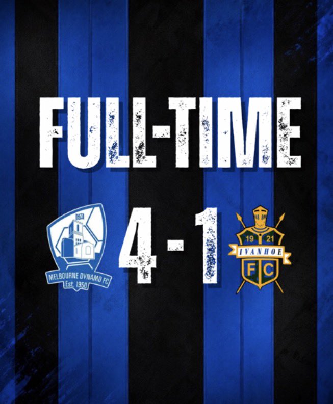 melbournedynamo's tweet photo. Full Time” 

The only game admin’s missed was a cracker.

An outstanding match from Melbourne tonight with high praise coming from the group chat and the gaffer. 

Goals from:

Danny Guild ⚽️⚽️⚽️
Regan Bickerton ⚽️ https://t.co/tRsCduuZnr