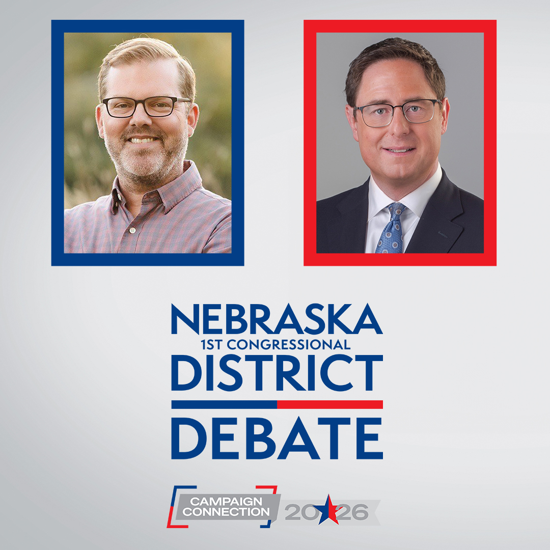 NebPublicMedia's tweet photo. Nebraska's 1st Congressional District candidates takes the stage this week.
Watch the debate between @USRepMikeFlood & @chrisbackemeyer at 7pm CT on Wednesday, Sept. 23, on Nebraska Public Media's television and radio channels, the PBS app or YouTube Live ๐บ๐ป๐ป๐ฑ https://t.co/0toTwNlsPU