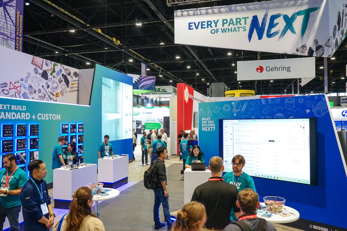 misumiamericas's tweet photo. What a week at @IMTSchicago 2026! 

Axel (our dancing humanoid), vending machines, and our unified platform demo kept our booth buzzing all week, with plenty of parts and swag to go around. 

Thanks to everyone who stopped by and shared what you're working on next. Excited to build and keep this energy going. 🚀

#imts2026