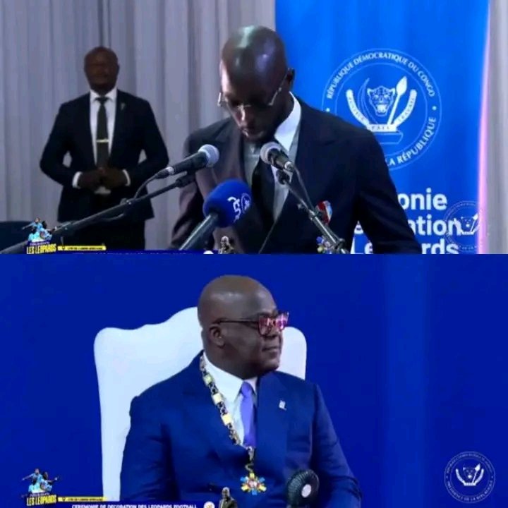 NovyBomoloBB's tweet photo. #RDC : ⛔️🇨🇩 Flash info | Yoane Wissa au Président de la République :
« Sur le terrain, nous ne sommes que 11. Et derrière ces 11, il y a toute une équipe. Derrière cette équipe, il y a tout un peuple.
Monsieur le Président, merci pour cet honneur et pour cette reconnaissance. » https://t.co/2RUxufRgjT