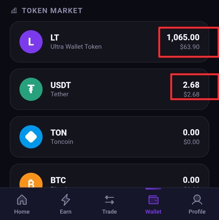 DApp_Druid's tweet photo. I honestly can’t remember the last time Telegram mining actually paid out serious money.

Tbh, most mining updates on TG look sketchy to me, so I usually don’t trust them.

I’ve been testing this Ultra Wallet update for a while, so I figured I’d bring it to CT and get your thoughts.

Been mining for a few days now and I’ve accumulated some LT tokens + USDT.

Only 8 days left before the token becomes tradable. For the USDT, minimum withdrawal is $5, and I’ve seen some people claim they’ve withdrawn.

You earn through mining, tasks & referrals.

If you wanna check it out, link in the comments.

Let’s keep grinding and see how this plays out 👀