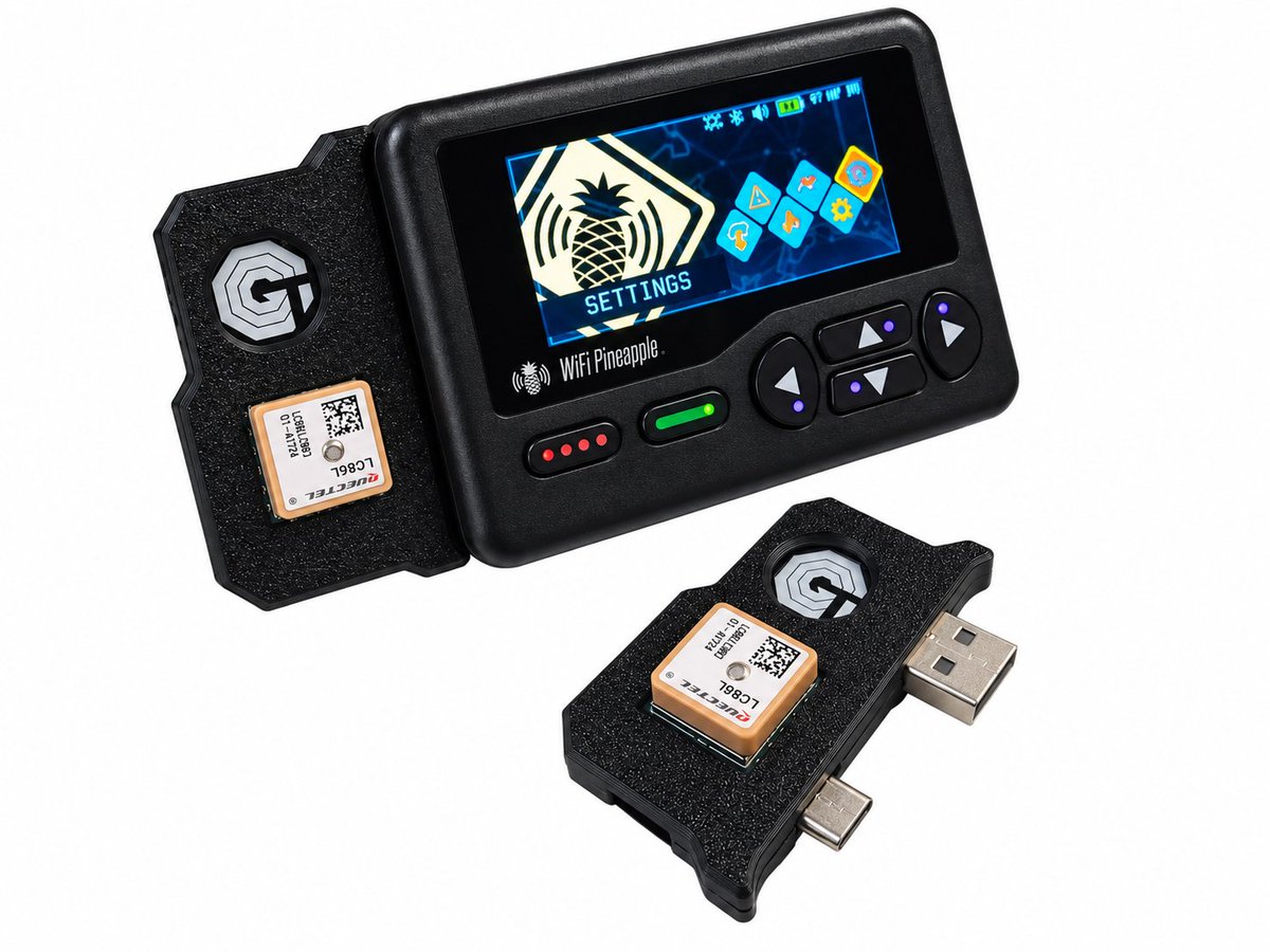 GlytchTech's tweet photo. Now available, GPS Mod Mk2 for the @Hak5 WiFi Pineapple Pager 🛰️🍍📟
Featuring USB-C charge passthrough for unlimited run time, and an improved RF design for enhanced sensitivity

Get yours at https://t.co/EzcQK6rRHG https://t.co/0ac5D2O183