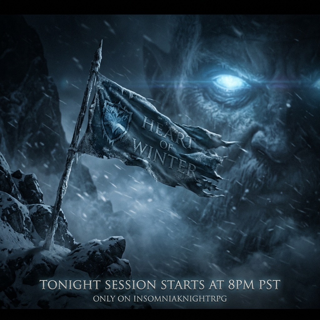 insomnia_rpg's tweet photo. βοΈ HEART OF WINTER β TONIGHT βοΈ
The storm is raging.
The cold wants them dead.
And something in the frozen dark has noticed them.
βοΈ D&D 5E
π 8 PM Pacific
πΊ https://t.co/XvW8R5Qn3A
The Heart of Winter beats again tonight.
#DnD #TTRPG #ActualPlay https://t.co/JdvY2RjcVL