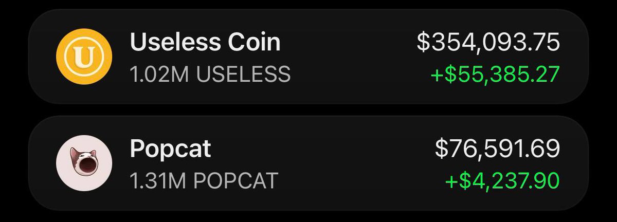 roccodegen's tweet photo. another $350k from $USELESS lol

most people wouldve dumped this bag way earlier, i didnt, because i actually knew what the fuck i was holding...

this is basically how ive been getting richer lately! hold the right shit and let it run...

do that with garbage and congrats, youre broke...