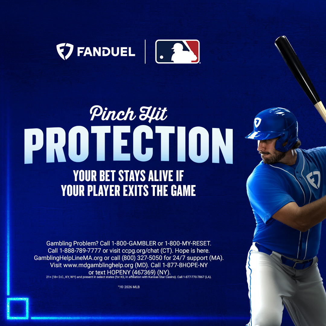 New from @​FanDuel, don't let a player exiting end your bet. Pinch Hit Protection keeps your bets in play by extending the bet to the replacement player. <https