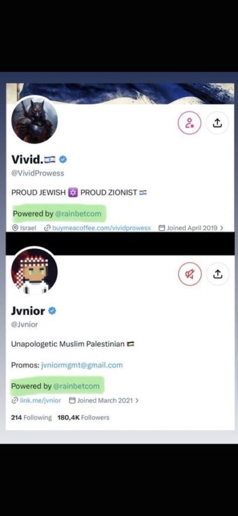 russianjewess's tweet photo. There are even more questions about @VividProwess and rainbetcom as it might be a crypto casino &  sports betting 18 + links @VividProwess to @Jvnior 

@VividProwess you’re making the Jewish People look bad with your constant THEFT just to make money 💵 

Perhaps rainbetcom pays a sponsorship to both of you but I understand @Jvnior as he was demonetized. @VividProwess how greedy are you? Seems like you’ll do anything for money 🤮🤮🤮