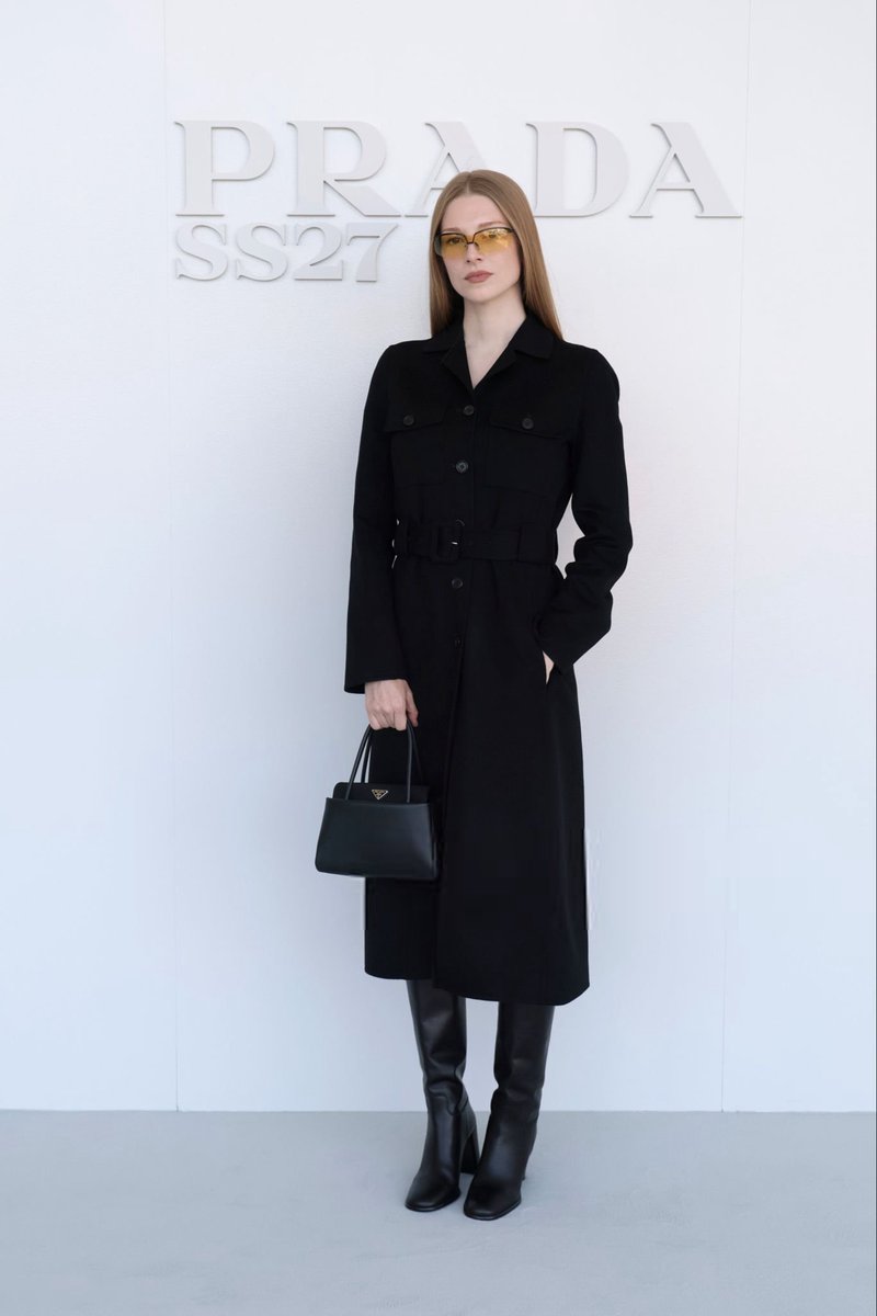 schafercentral's tweet photo. Hunter Schafer at the Prada SS27 show. https://t.co/sPq1C32u9D