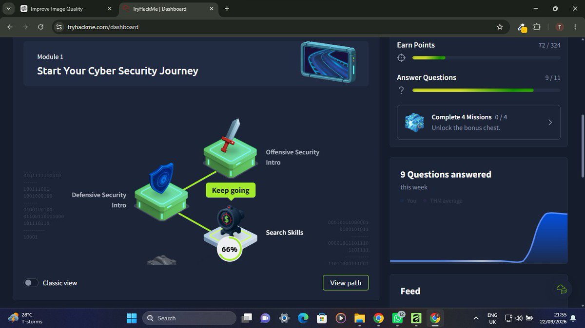 tessy_crown_160's tweet photo. Day 1/60
- Joined the CyberForge OAU community.
- Completed offensive and defensive security intro in TryHackMe.
#60DaysofCuberForge #CyberForgeOAU @the_cyberforge https://t.co/lbziKgttj6