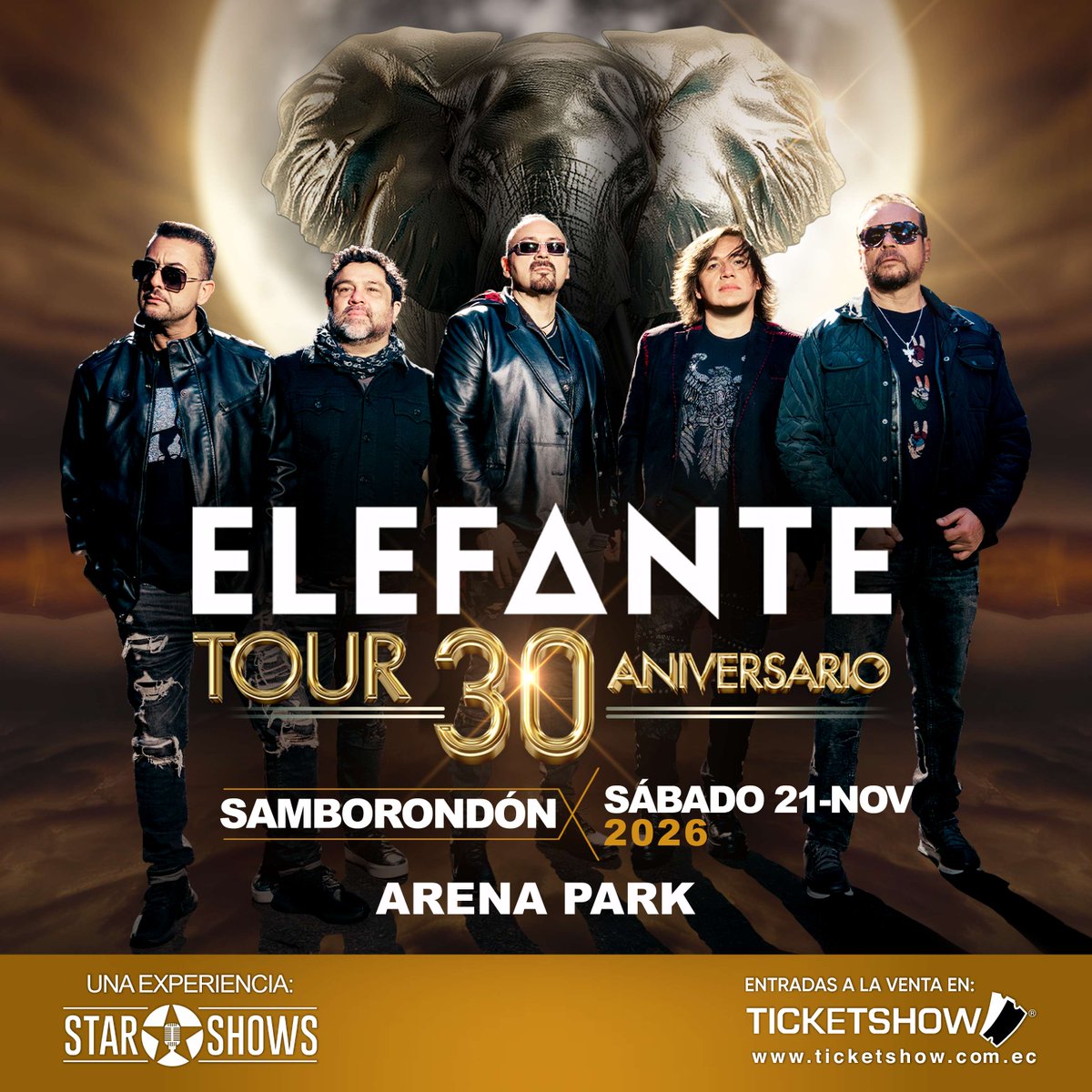 Ticketshow's tweet photo. ELEFANTE TOUR 30 ANIVERSARIO 🐘💛

📍 Quito | 20 de noviembre | Medio Coliseo Rumiñahui
📍 Samborondón | 21 de noviembre | Arena Park

🎫 Las entradas ya están a la venta en @ticketshow https://t.co/Rlwn4XsKhY