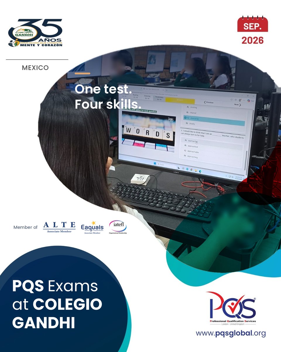 Fatihceylan1111's tweet photo. @ColegioGandhiT Real skills. Real evidence. 📈

Students at @colegiogandhi (Mexico) have completed their September PQS English assessment — Reading, Listening, Use of English and Vocabulary, all CEFR-aligned.

#PQSGlobal #CEFR #EnglishAssessment https://t.co/SOAEtPOKoj