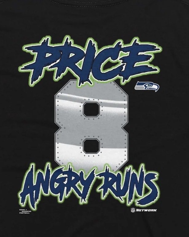 KyleBrandt's tweet photo. JADARIAN PRICE 
Official 😡ANGRY RUNS😡 shirt has dropped. 

Fans, wear it to a game. Football players, wear it under your pads. We’ll hype you up on @gmfb 

Only here: https://t.co/BtPnUaAyoF https://t.co/Ee2jpdFUL4