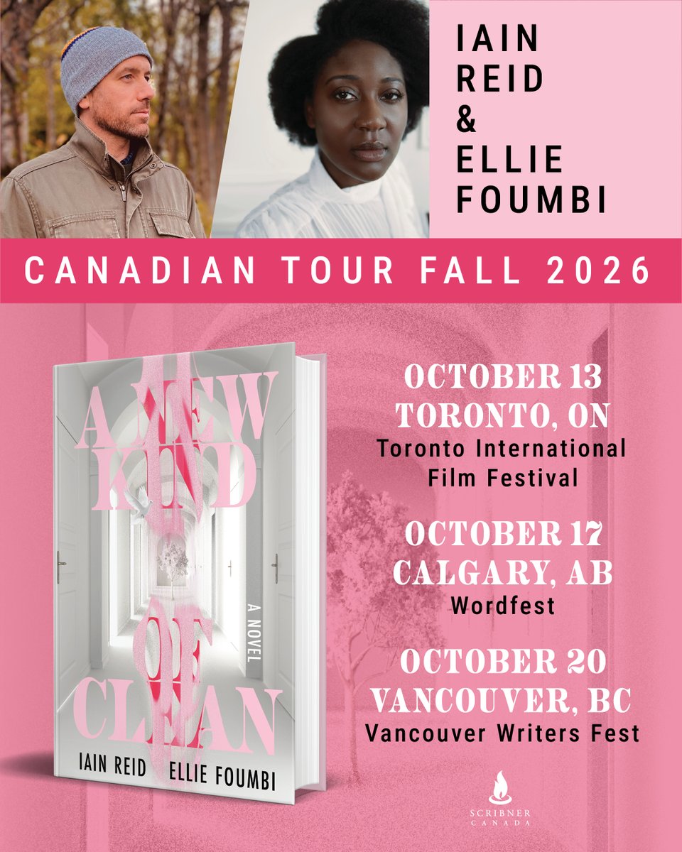 SimonSchusterCA's tweet photo. A NEW KIND OF CLEAN publishes October 6, and authors Iain Reid @reid_iain and Ellie Foumbi are taking it on the road! Join them in Toronto, Calgary, and Vancouver. Register now: https://t.co/b5LhtDoh72 https://t.co/nuI60S6l9b
