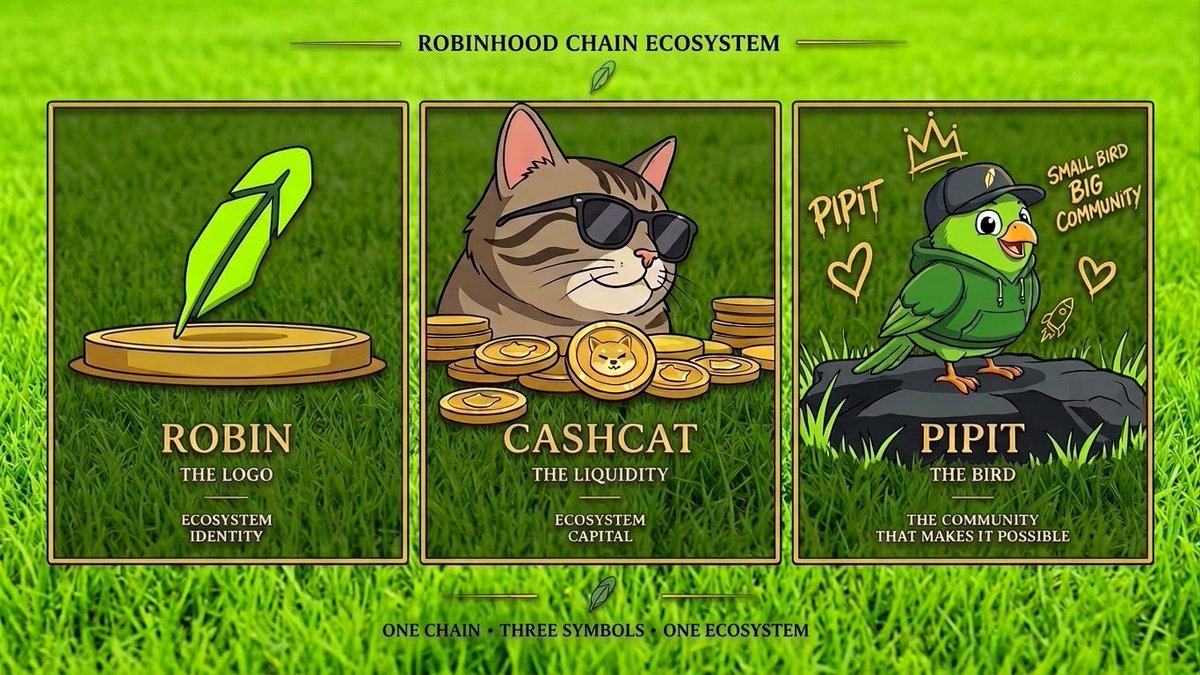 pipitchain's tweet photo. Robin/ CashCat/ Pipit
🟢 $ROBIN | The logo
🐈 $CASHCAT | The liquidity
🐦 $PIPIT | The little bird drawn by the community
3 symbols
3 distinct readings of the same chain
Robin → identity
CashCat → capital
Pipit → community
Perhaps the interesting part lies precisely there. https://t.co/AdftCNs28s