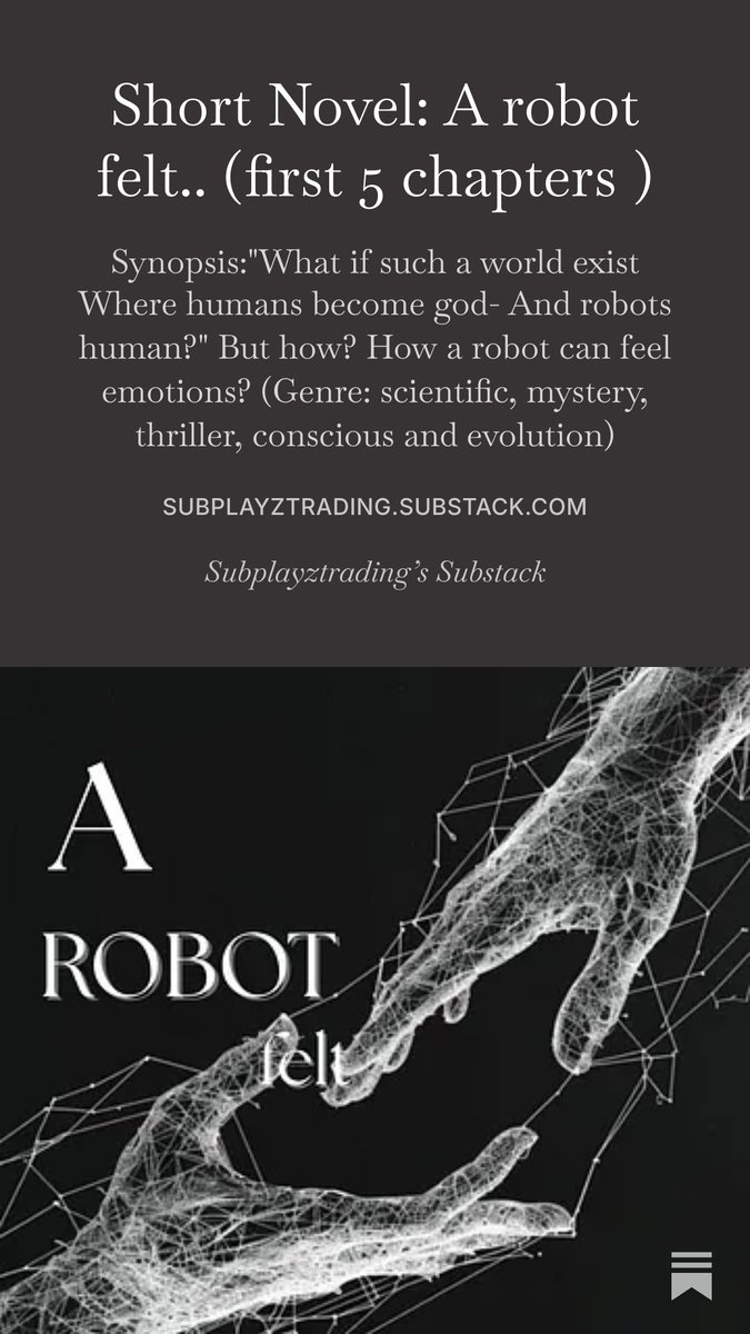 SubPlayztrading's tweet photo. First 5 chapters are uploaded if anyone interested in reading this short novel by a teen :)
Link: https://t.co/MBmYPoqBbK
#novel #visual #substack #writer #mirco #creater #passion https://t.co/3CS4SDhi4r