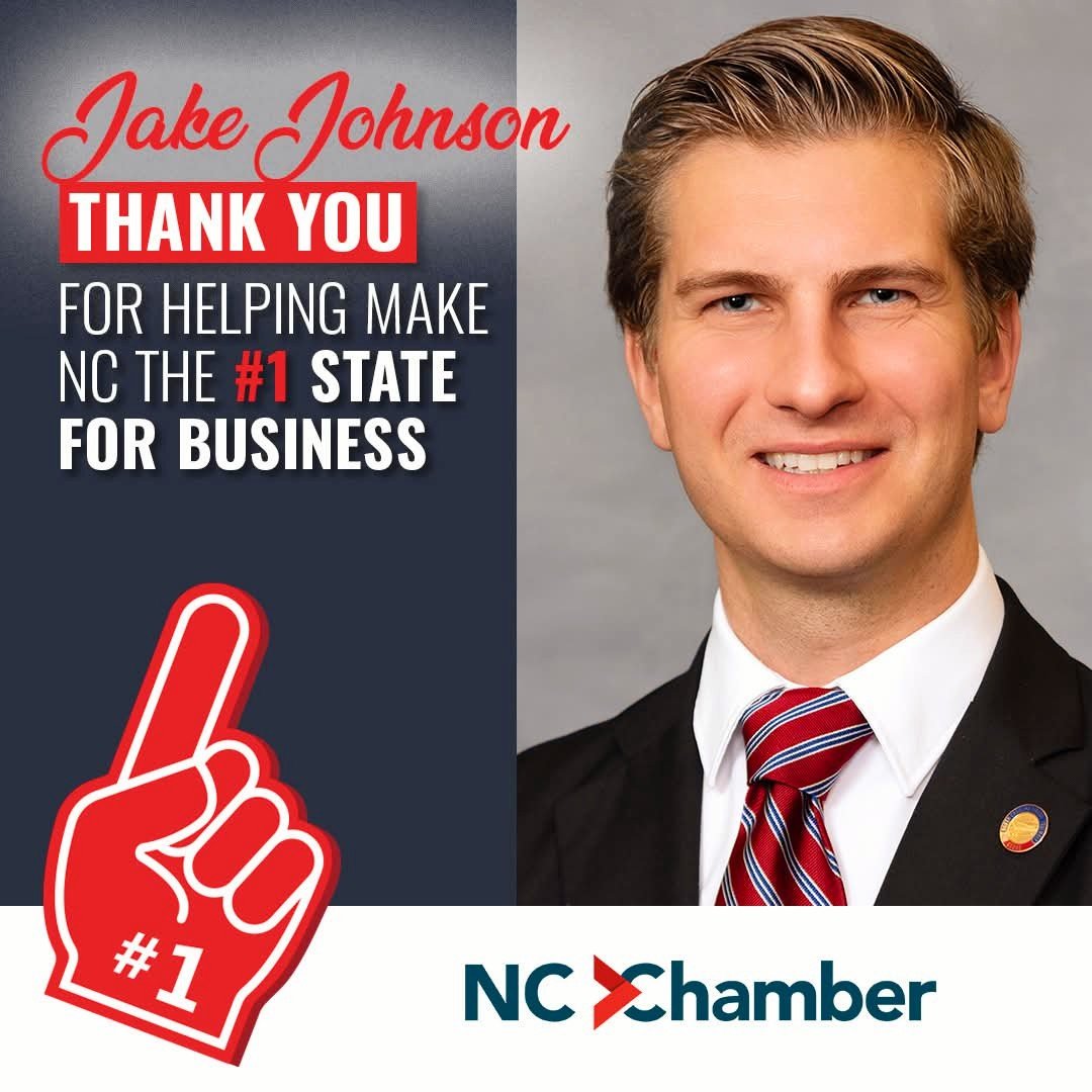 RepJakeJohnson's tweet photo. Thank you to the @NCChamber 
for recognizing the work done and the progress made this session when it comes to promoting free enterprise, lower taxes and a business friendly climate in NC! #ncpol https://t.co/2CGDYjyzDi