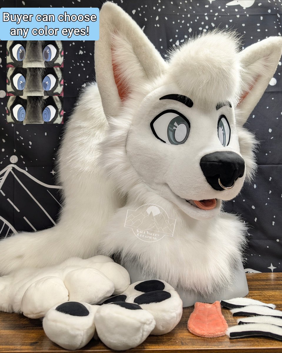 SVCfursuits's tweet photo. As much as I love Salt I haven't worn them in over a year and I feel bad they're just sitting in my closet.
I added eyebrows so they're a little more different than Salt and the buyer can choose whatever eye color they want! https://t.co/ygw3bjtfGt