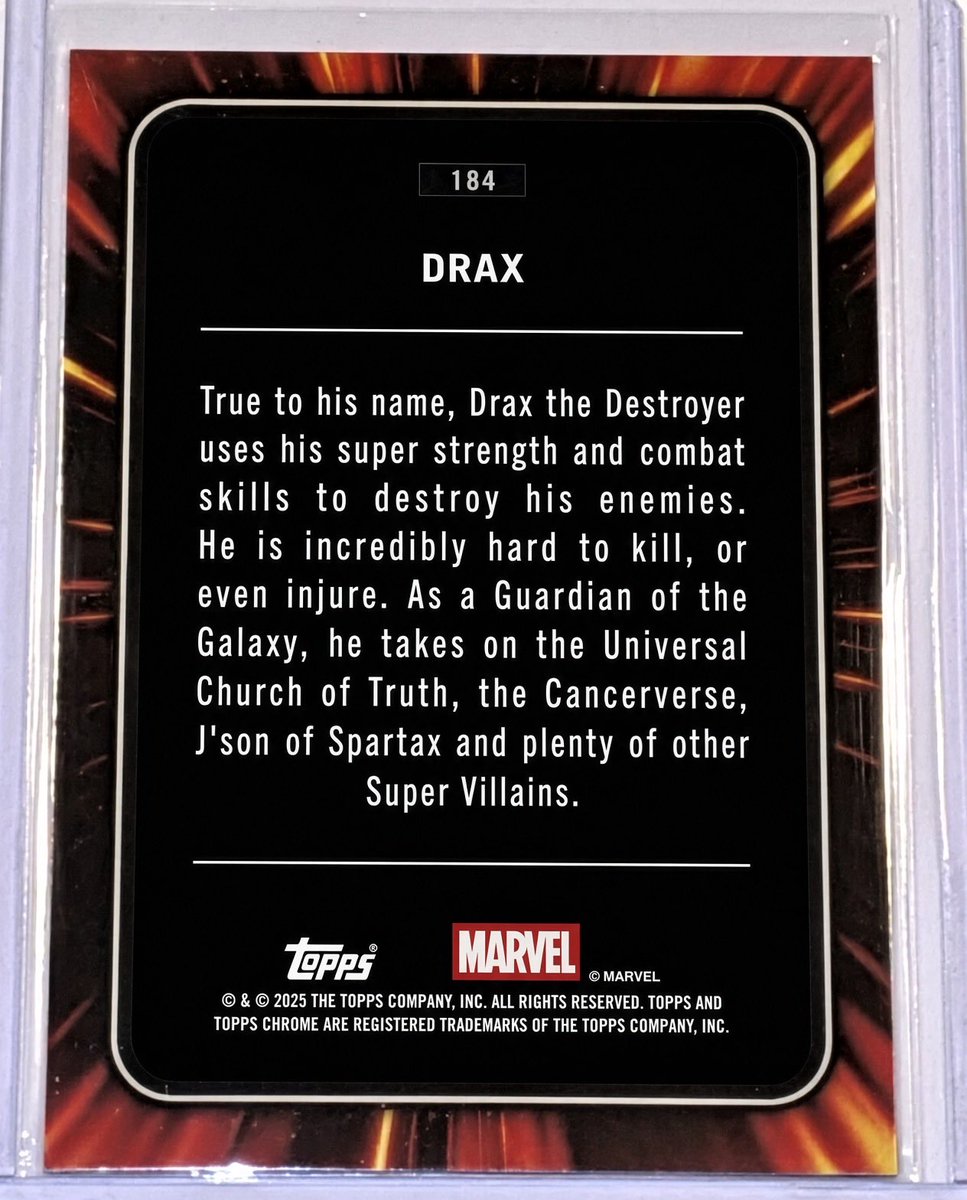 jasontsalcedo's tweet photo. FS — 2025 Topps Chrome Marvel Sapphire
Drax Purple Refractor 04/15
$130 + $7 GA
PayPal G&amp;S • also on eBay
DM/Take https://t.co/tGKjOtScQ3