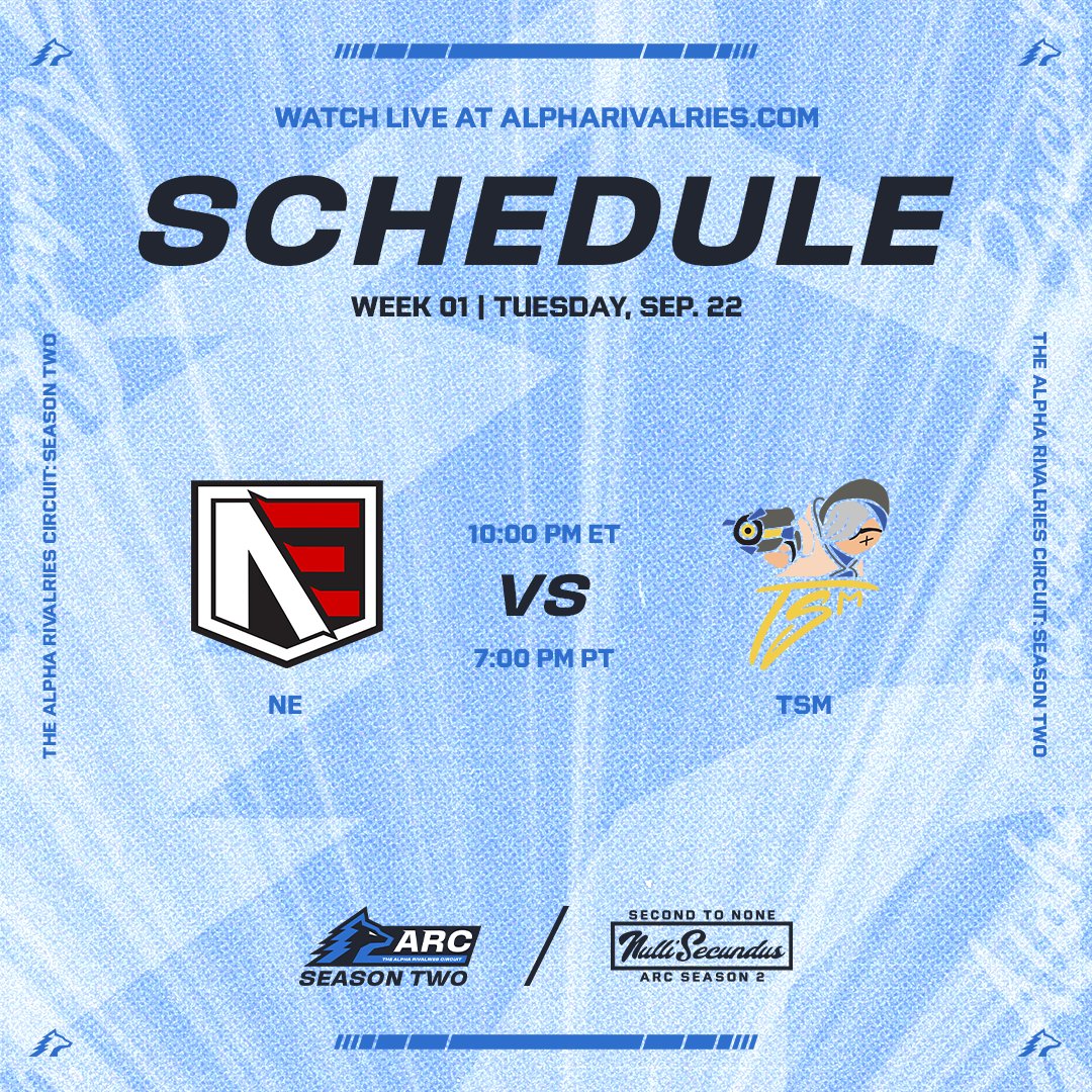 ARCTheLeague's tweet photo. The strongest collegiate team of today versus the strongest (former) collegiate team in history... it's day 2 of #ARCS2 week 1!

Watch live TONIGHT at 10:00 PM ET / 7:00 PM PT at https://t.co/FZc3h1BUsc https://t.co/Z01JJuYzrl