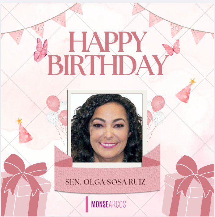 MonseArcosV's tweet photo. Hoy es cumpleaños de mi estimada Senadora @olgapsosa, a quien le envío un fuerte abrazo y mis mejores deseos para este nuevo ciclo de vida ¡Enhorabuena! 🎂🎉 https://t.co/M7jxC2hQPF