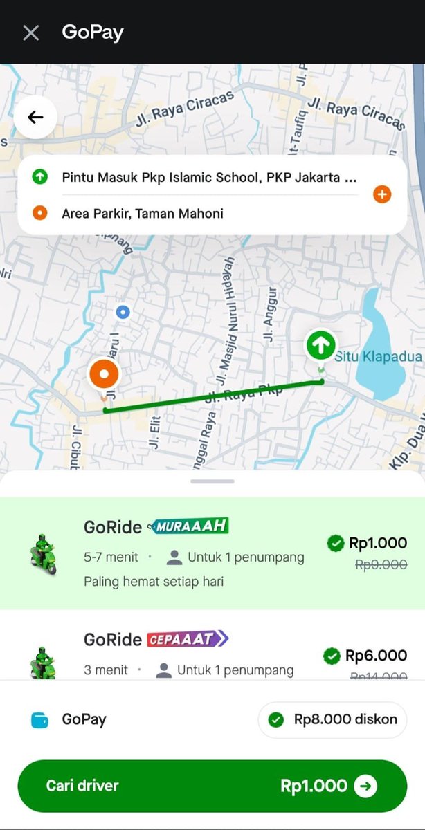 Jonri_161's tweet photo. baru pertama kali coba pesen Gojek dari GoPay dan kebetulan dapet harga promo 1rb. ternyata bisa semurah ini yaa #GOJEKDIGOPAYMULAIDARI1000 https://t.co/BVsw2XgRH0
