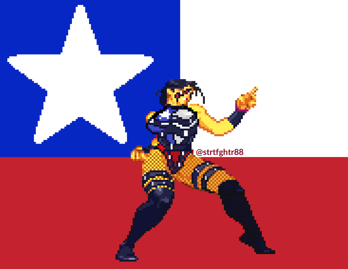 strtfghtr88's tweet photo. Stephanie Vaquer as a video game sprite in her Chile gear. Created by yours truly https://t.co/fa7y4HtPpW