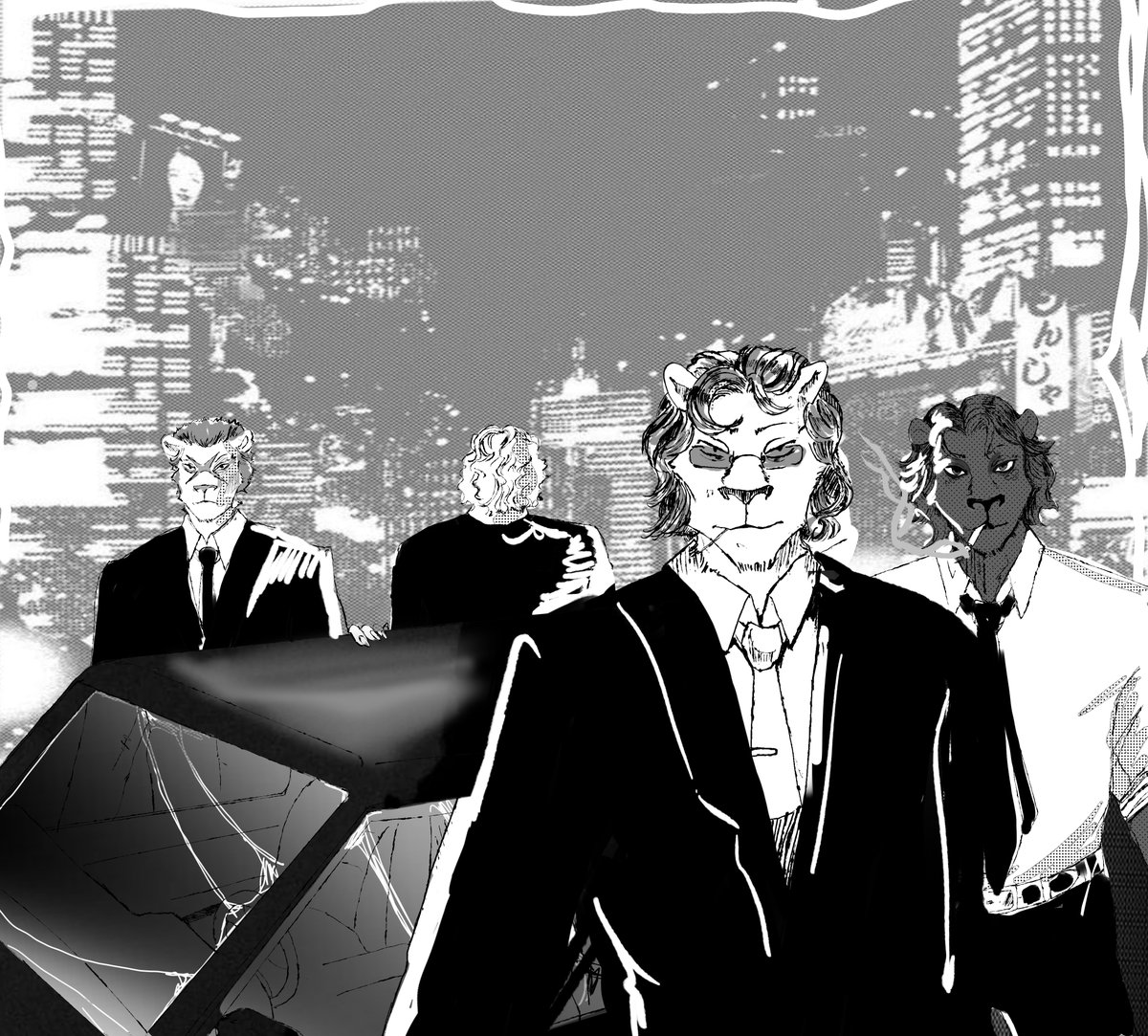 Barbie_artz's tweet photo. #shishigumi walking around the Black alley. 
#beastars https://t.co/Lm7P4GaEbp