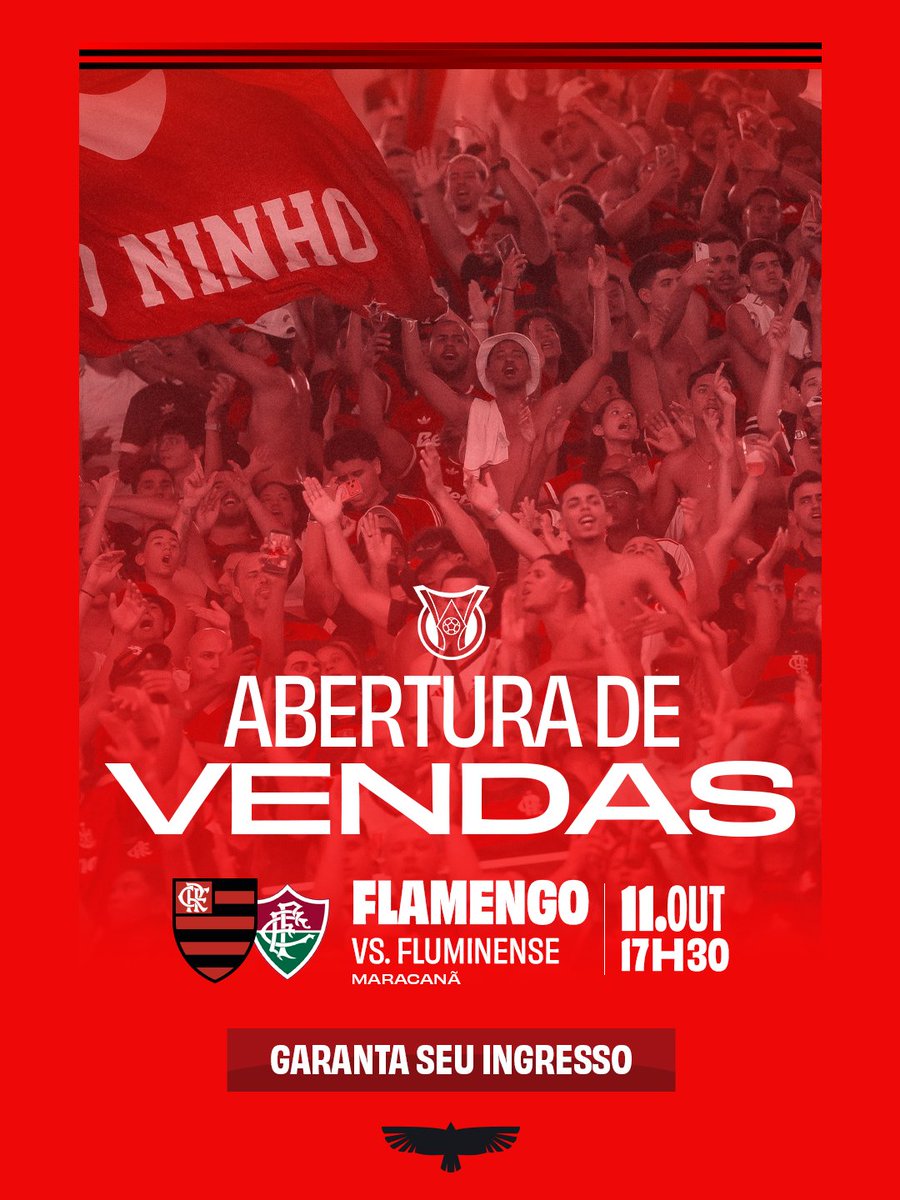 Flamengo's tweet photo. ATENÇÃO PARA A ABERTURA DE VENDAS! 🔴⚫

Nação, as vendas de ingressos para o Fla-Flu começam na amanhã (24). Confira as informações e saiba quando garantir o ingresso para apoiar o Mengão no Maraca!

🎟️ https://t.co/nqvOZwfkTz https://t.co/0x3Wgh2jsH