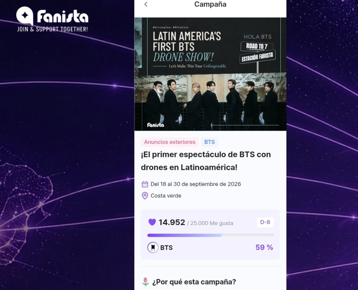 stayalivejksg's tweet photo. 🚨 MAXIMA DIFUSIÓN, APOYEN

ARMY, QUIEREN EL PRIMER ESPECTÁCULO DE DRONES PARA BTS EN LATINOAMÉRICA? 🇵🇪 UNETE A FANISTA Y VOTA POR LOS CHICOS, ESTAMOS ACERCANDONOS A LA FECHA FINAL Y AL RESULTADO ESTIMADO‼️ 

(https://t.co/ER8z3LE6xU) https://t.co/hrZ2c3OylI