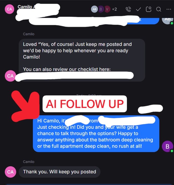 remotecleanguy's tweet photo. Our new AI follow up software analyzes the whole conversation

It uses your voice to follow up with context and accuracy. 

If you use Quo and BK this is a no brainer.

Jobber integration coming soon as well.

Link in bio https://t.co/xiRyjFQ1bj