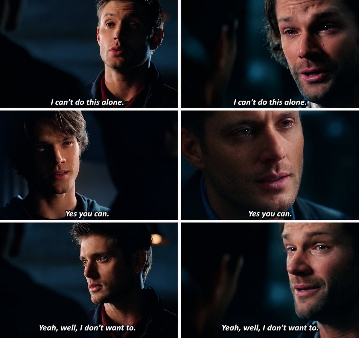 nerdemcartaz's tweet photo. primeiro episódio de Supernatural / ultimo episódio de Supernatural 

isso aqui me pega bastante 😢 https://t.co/UKVGWnvJ5P