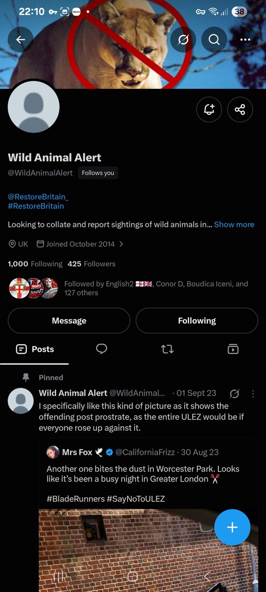 nizzy2k13's tweet photo. Another one! Only sitting on 425 followers! Another restorer! Please follow and repost @WildAnimalAlert 🇬🇧 https://t.co/Zh3h7KPNV8