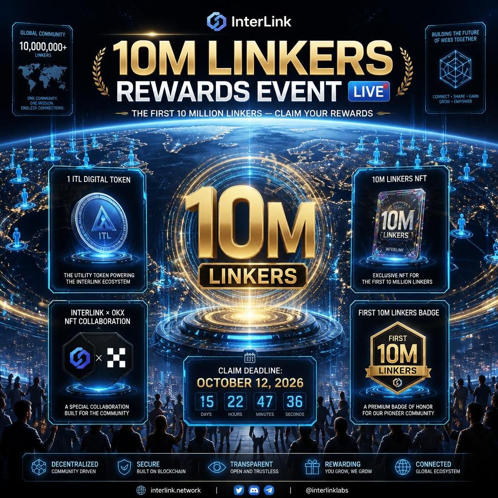 JulesJu6180's tweet photo. 🚀 10 MILLIONS DE LINKERS !

InterLink célèbre cette étape avec des récompenses exclusives 🎁

💎 ITL + NFT 10M + NFT OKX + Badge

🔐 Éligibilité : KYC Step 1 + 10K ITLG.

#InterLink #ITLG #ITL https://t.co/vNW6hEC5pd
