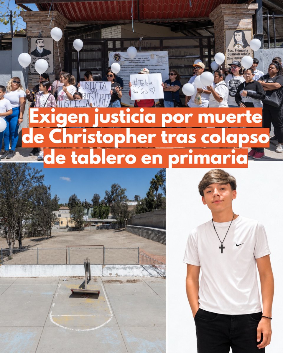 alfredoalvarez1's tweet photo. Familiares y padres de familia protestaron en la primaria Amado Nervo, en la colonia La Gloria, para exigir justicia por la muerte de Christopher, de 15 años. El joven realizaba su servicio social cuando una canasta colapsó sobre él; https://t.co/WPTgvKxgKU