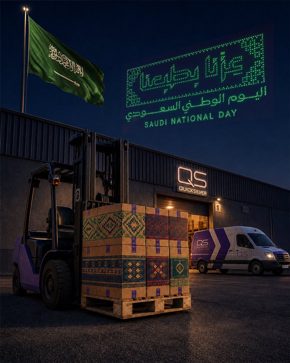 quicksilver_sa's tweet photo. كويك سلفر تهنئكم باليوم الوطني السعودي.
كل عام والمملكة بخير🇸🇦
#QuickSilver #Logistics https://t.co/YbeWPHZVyc
