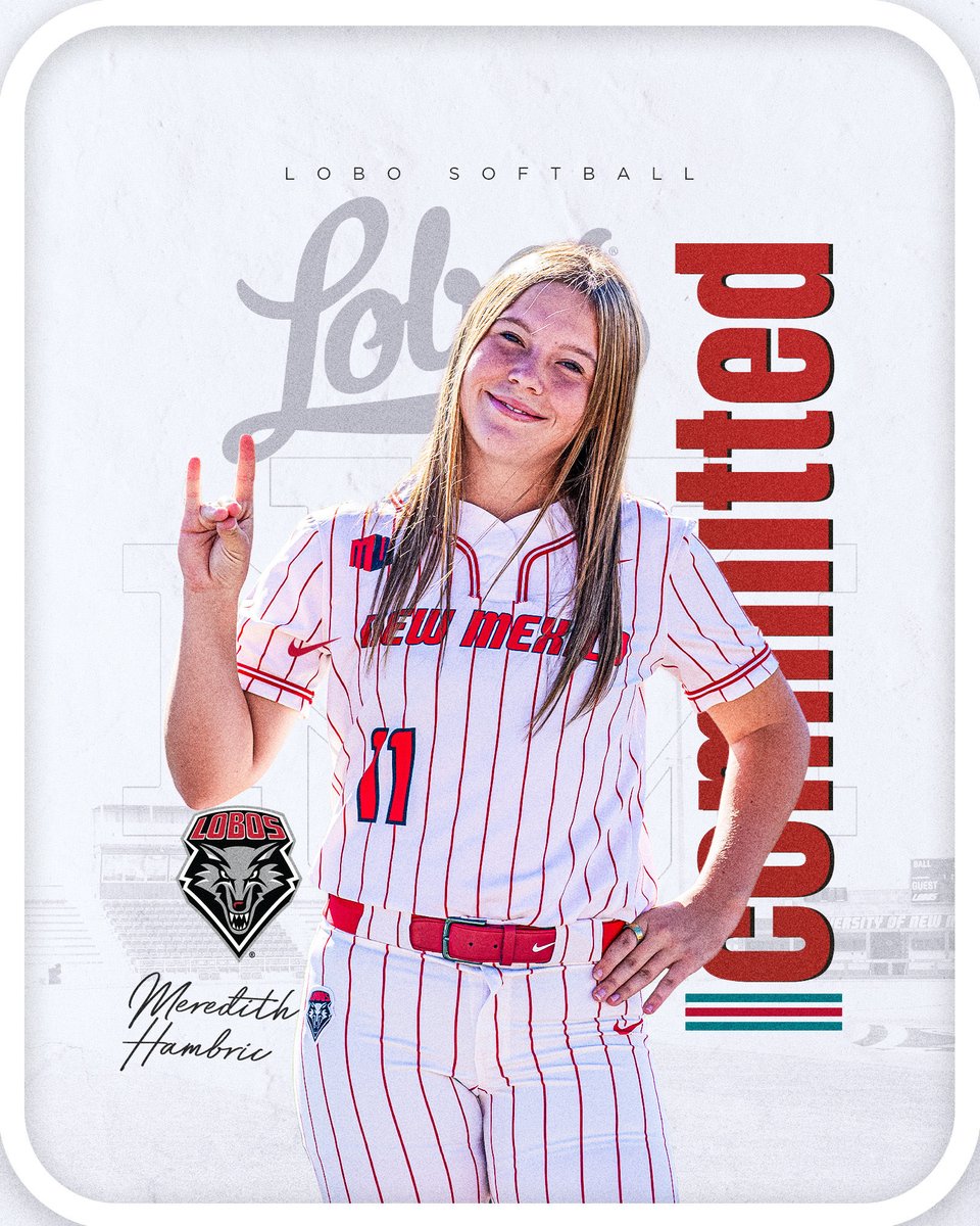 MeredithHambric's tweet photo. I am so beyond grateful to announce my commitment to the university of New Mexico! 

Thank you to all my Glory teammates and a big thank you to all the coaches that have helped me get here thank you coach Cedric, coach Kevin, coach Todd, coach Jimmy, coach Keith, coach Vic, coach Eric and coach Budd.

Thank you Coach Allison and coach Brooke for all the help with my pitching and helping me improve throughout the years.

Thank you to my Byron Nelson coaches coach Hadnot, coach Copeland, coach West and Coach B for all the support during my high school career.

The biggest thank you to my family for always being there to support me all these years and loving me unconditionally.

Thank you to the entire coaching staff at New Mexico I appreciate all the confidence you have in me.
Go Lobos!! 🐺❤️