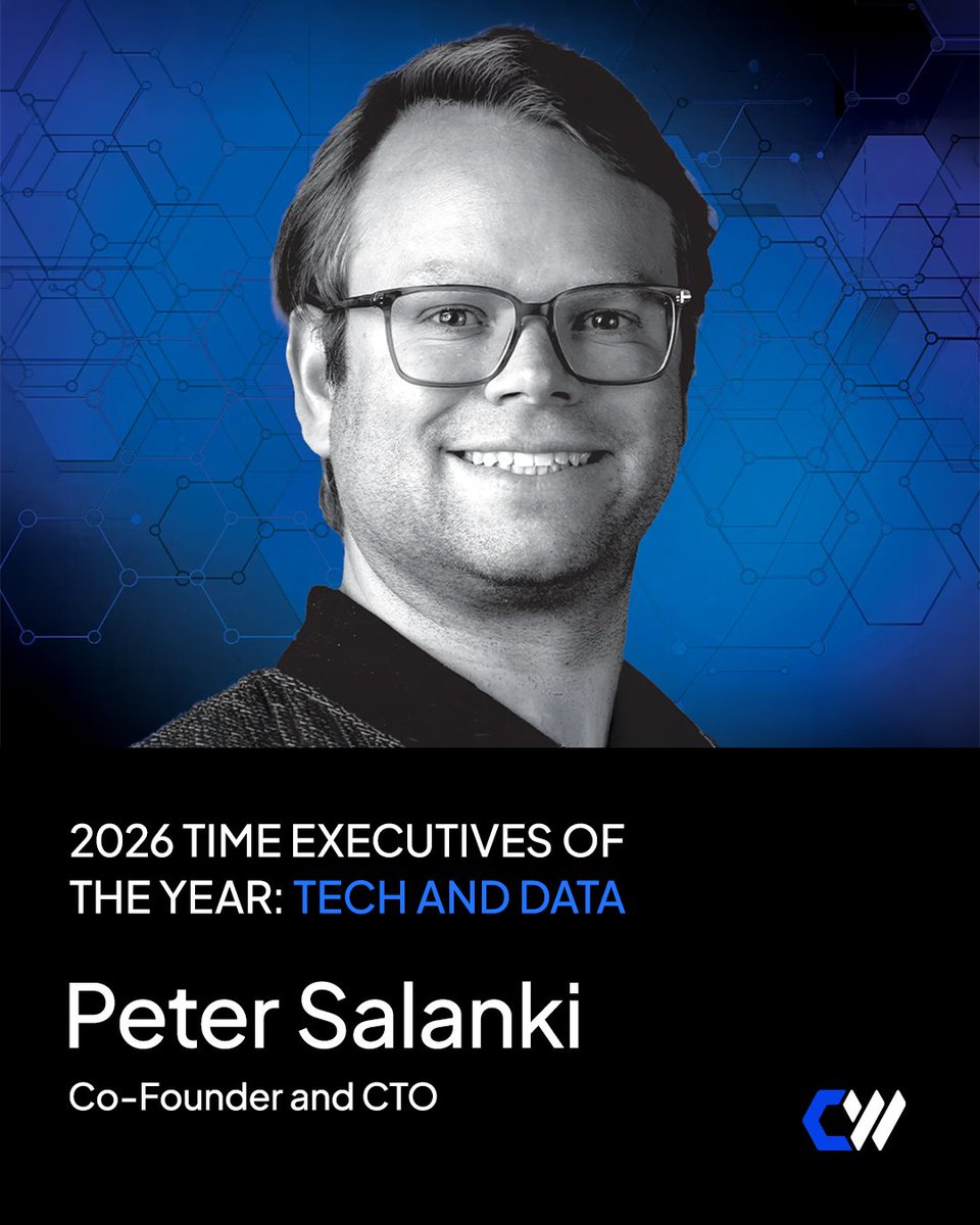 Congratulations to our Chief Technology Officer, Peter Salanki (@sorcer) named to the 2026 @TIME Executives of the Year: Tech and Data list. Well deserved, Peter: 📷